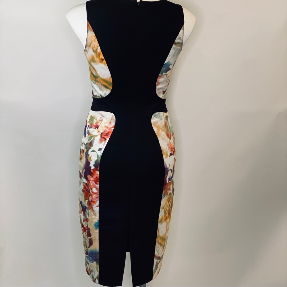 Black Halo Black Floral-Panel Midi Dress - Picture 6 of 8